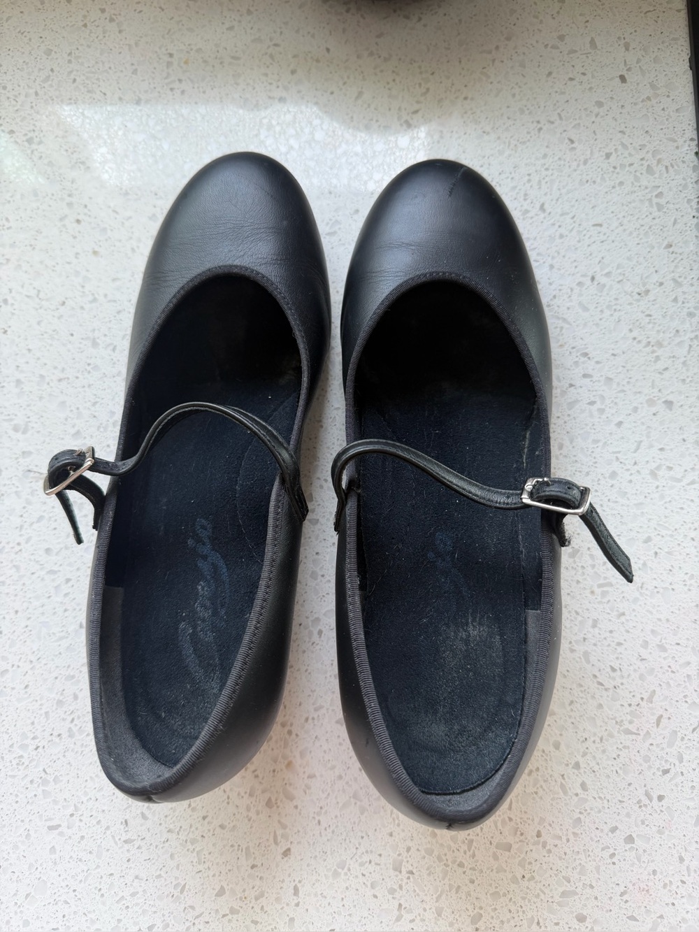 Capezio Tele Tone Tap Shoes Women’s 8W Black Leather Mary Jane Dance Shoes Wide